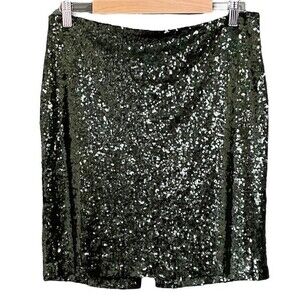 Sequined Mini Skirt Emerald Green Women’s Size Large Sparkle Party Occasion Glam